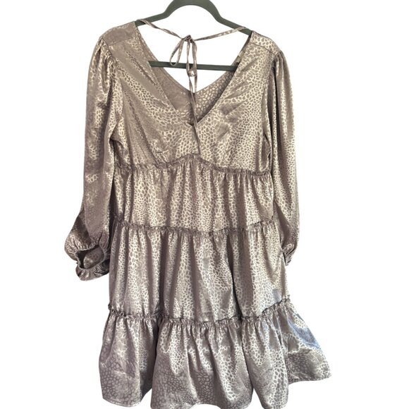 Oddi Leopard Print Tiered Babydoll Dress With Balloon Sleeves - Picture 1 of 11